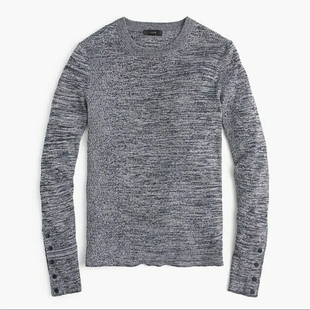 J. Crew ribbed pullover sweater with snap sleeves. Size S.